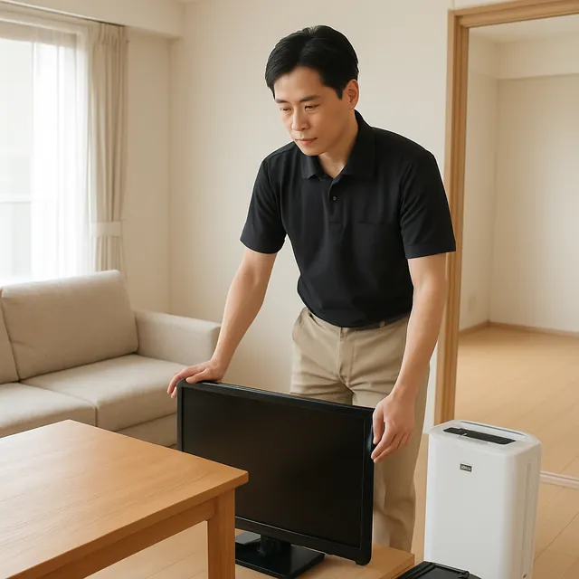 船橋市でダイニングテーブル・液晶テレビ・空気清浄機を確認する出張買取＋不用品回収の事例イメージ