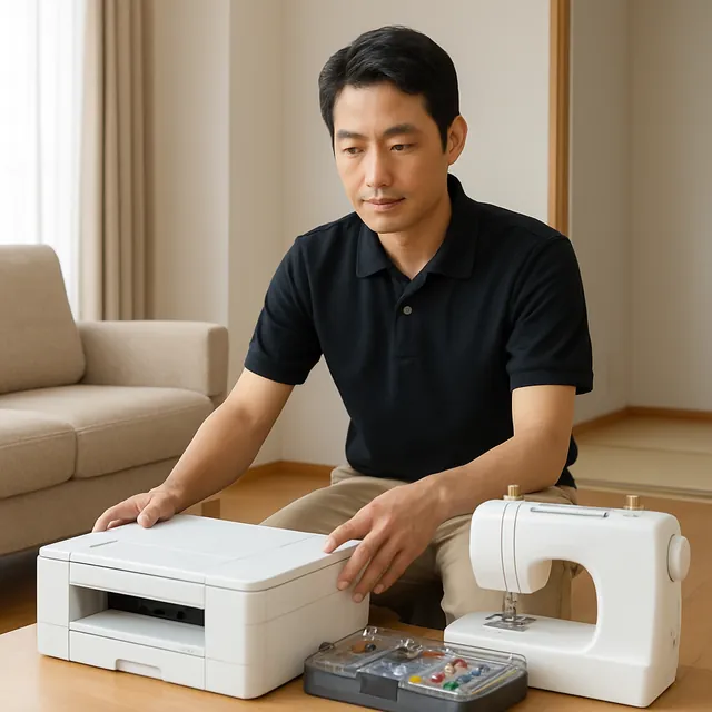 平塚市でプリンター・ミシン・釣具を確認する出張買取＋家片付けの事例イメージ