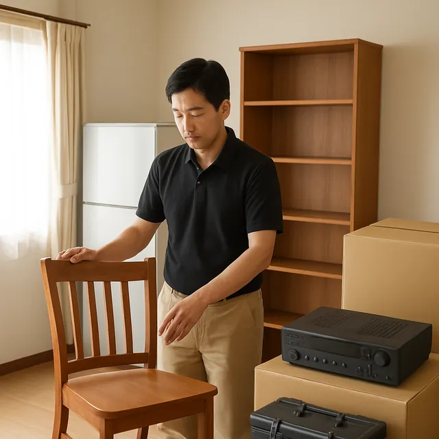平塚市でダイニングチェア・本棚・アンプを確認する出張買取＋遺品整理の事例イメージ