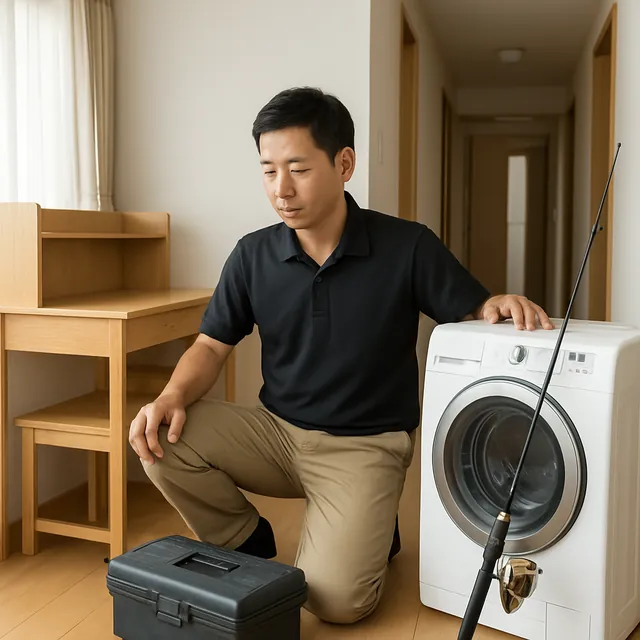 平塚市で学習机・ドラム式洗濯機・釣具を確認する出張買取＋不用品回収の事例イメージ