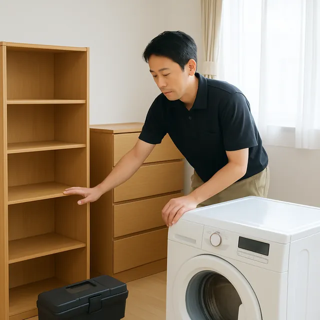 市原市で本棚・チェスト・ドラム式洗濯機を確認する出張買取の事例イメージ