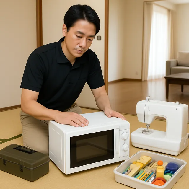 市原市で電子レンジ・ミシン・ホビー用品を確認する出張買取＋家片付けの事例イメージ