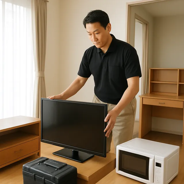 市原市でテレビボード・学習机・オーブンレンジを確認する出張買取＋遺品整理の事例イメージ