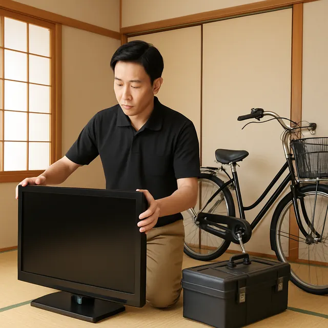 市原市で液晶テレビ・電動工具・自転車を確認する出張買取＋引越しの事例イメージ