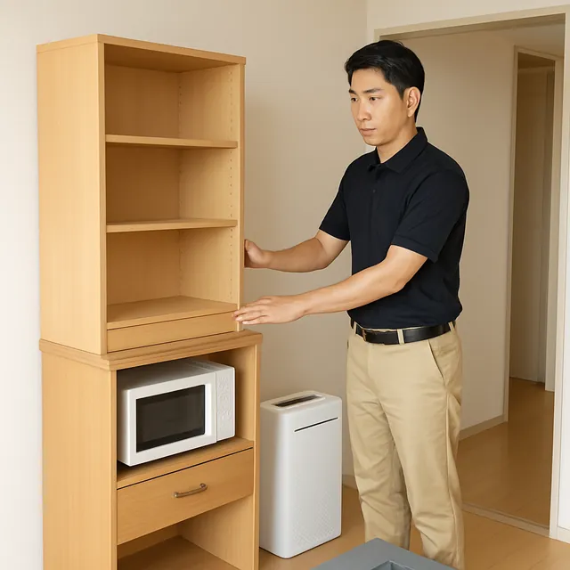 市原市で本棚・レンジ台・空気清浄機を確認する出張買取＋引越しの事例イメージ