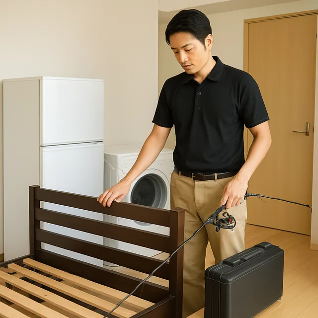 市原市でベッドフレーム・有機ELテレビ・釣具を確認する出張買取＋不用品回収の事例イメージ