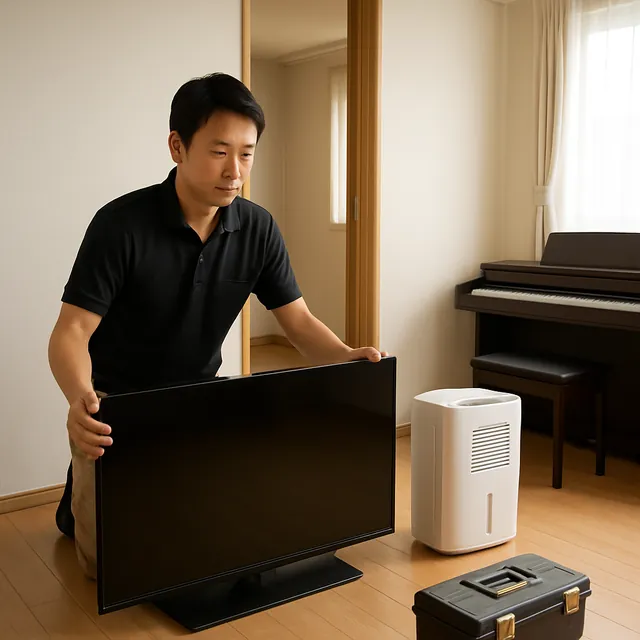 市原市で有機ELテレビ・除湿機・電子ピアノを確認する出張買取＋不用品回収の事例イメージ