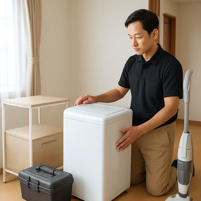 市原市でレンジ台・縦型洗濯機・掃除機を確認する出張買取＋不用品回収の事例イメージ