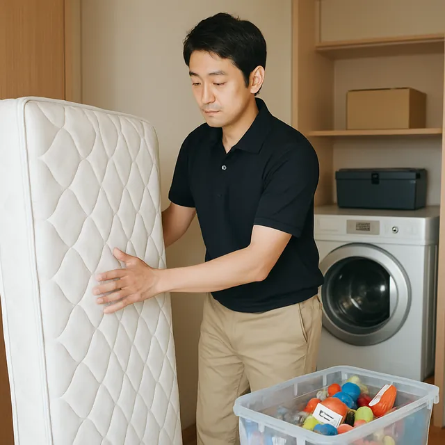 市川市でマットレス・ドラム式洗濯機・ホビー用品を確認する出張買取＋家片付けの事例イメージ