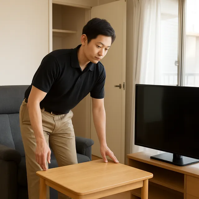 市川市でローテーブル・リクライニングチェア・モニターを確認する出張買取＋遺品整理の事例イメージ