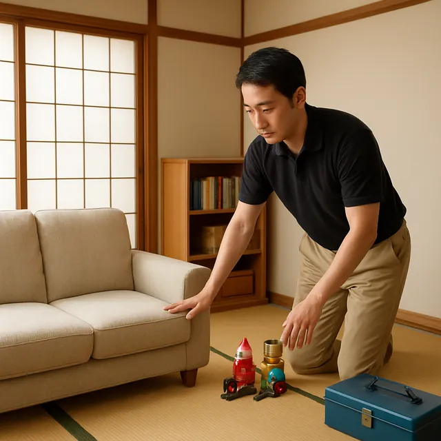 市川市で3人掛けソファ・本棚・ホビー用品を確認する出張買取＋引越しの事例イメージ