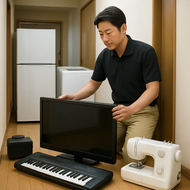 板橋区で液晶テレビ・電子ピアノ・ミシンを確認する出張買取＋引越しの事例イメージ
