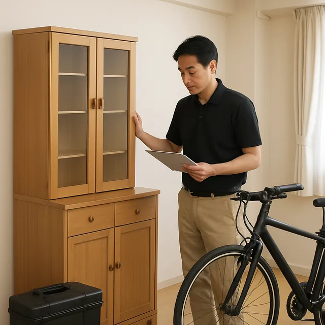 鎌ケ谷市で食器棚・サイドボード・自転車を確認する出張買取＋遺品整理の事例イメージ