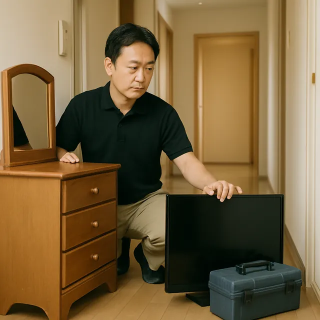 鎌ケ谷市でドレッサー・有機ELテレビ・電動工具を確認する出張買取＋引越しの事例イメージ