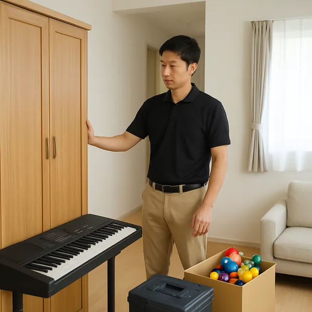 鎌ケ谷市で洋服タンス・電子ピアノ・ホビー用品を確認する出張買取＋不用品回収の事例イメージ