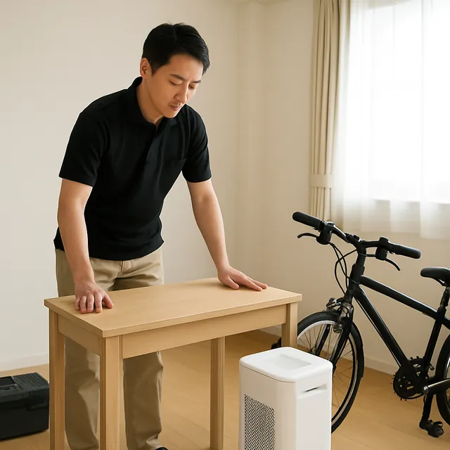 鳩山町で自転車・デスク・オフィスチェアを確認する出張買取＋引越しの事例イメージ