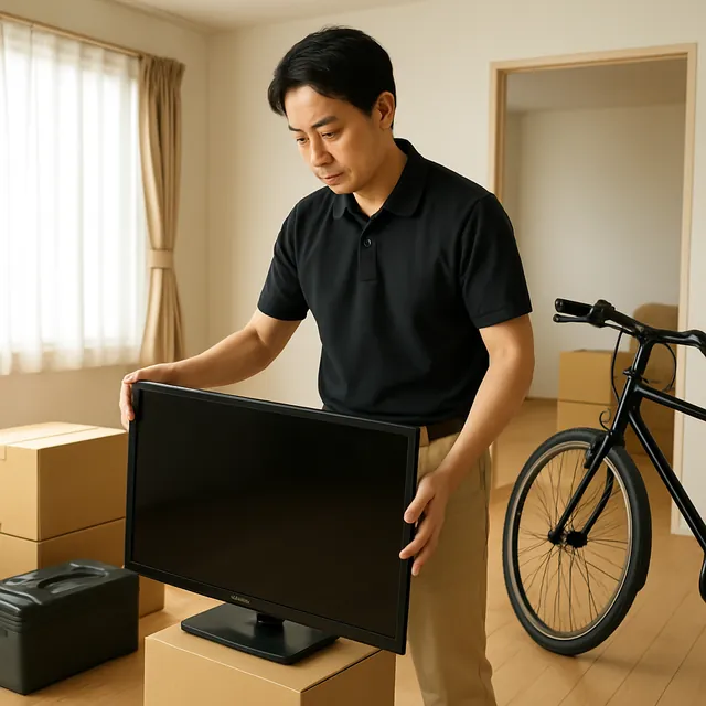 鎌倉市で有機ELテレビ・モニター・自転車を確認する出張買取＋遺品整理の事例イメージ