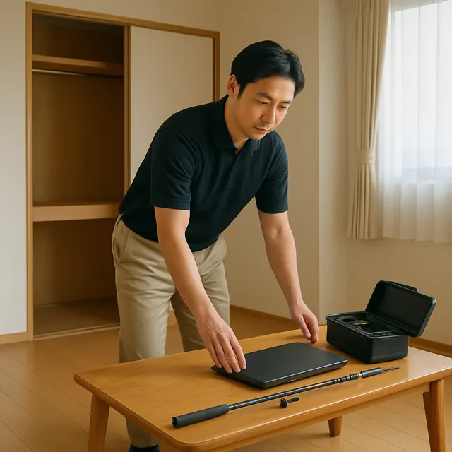 鎌倉市でローテーブル・パソコン・釣具を確認する出張買取＋引越しの事例イメージ
