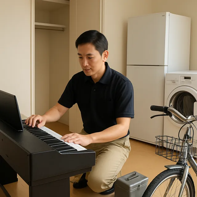 鎌倉市で電子ピアノ・腕時計・自転車を確認する出張買取＋不用品回収の事例イメージ