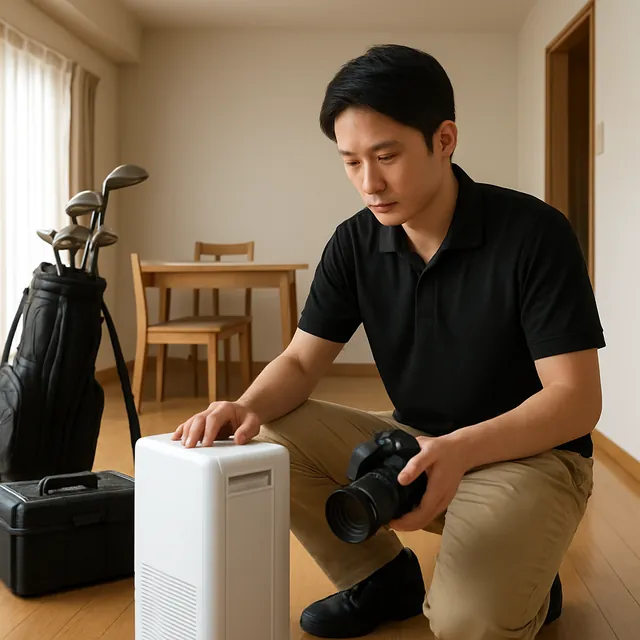 柏市で除湿機・ゴルフ用品・カメラを確認する出張買取＋家片付けの事例イメージ