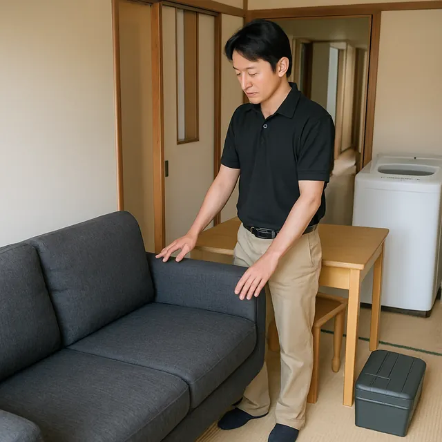 柏市でカウチソファ・学習机・縦型洗濯機を確認する出張買取＋不用品回収の事例イメージ