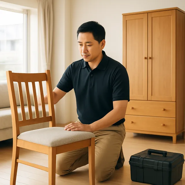 葛飾区でダイニングチェア・洋服タンス・電動工具を確認する出張買取＋引越しの事例イメージ