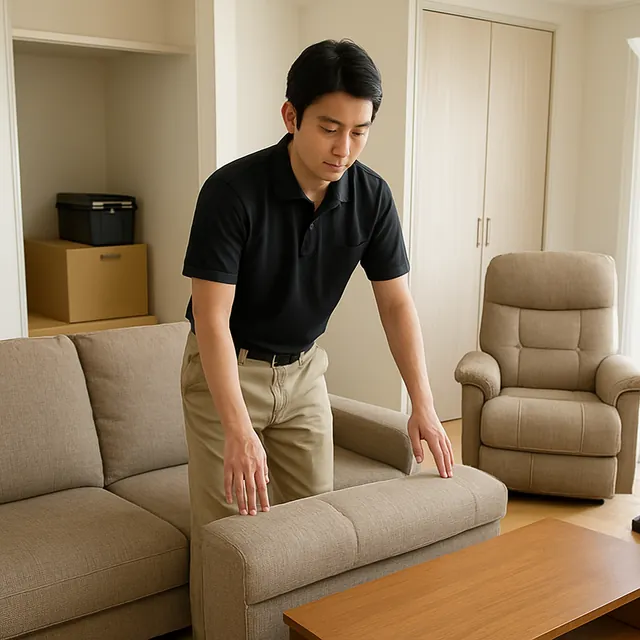 葛飾区で3人掛けソファ・リクライニングチェア・液晶テレビを確認する出張買取＋引越しの事例イメージ