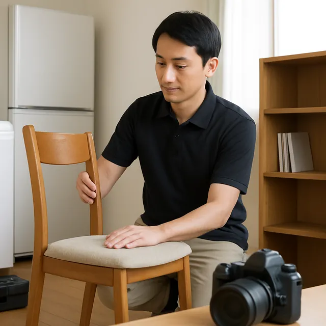 川越市でダイニングチェア・本棚・カメラを確認する出張買取の事例イメージ