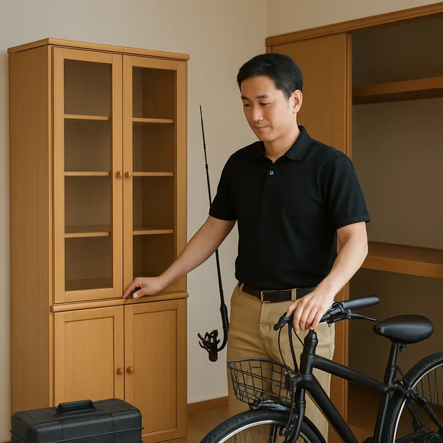 川越市で食器棚・釣具・自転車を確認する出張買取＋遺品整理の事例イメージ