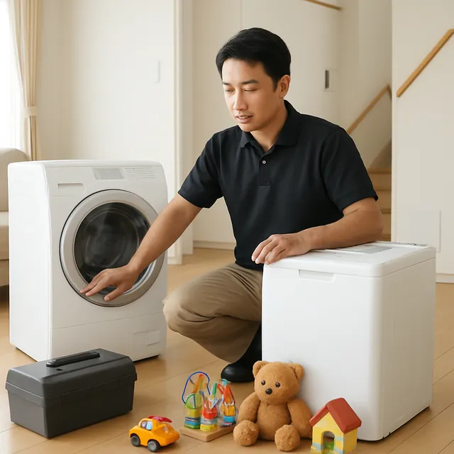 川越市でドラム式洗濯機・縦型洗濯機・ホビー用品を確認する出張買取＋引越しの事例イメージ