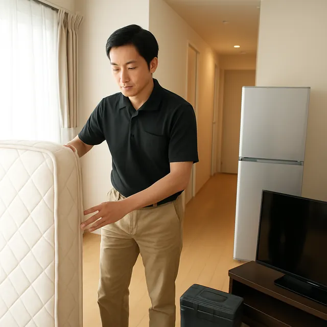 東松山市で有機ELテレビ・リクライニングチェア・マットレスを確認する出張買取＋不用品回収の事例イメージ