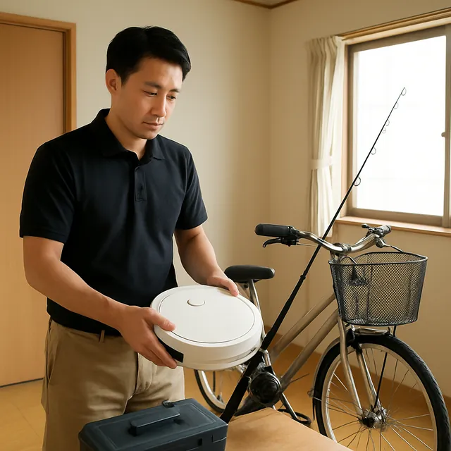 川口市でロボット掃除機・釣具・自転車を確認する出張買取の事例イメージ