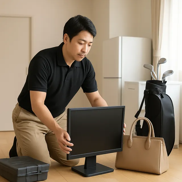 川口市でモニター・ブランドバッグ・ゴルフ用品を確認する出張買取＋家片付けの事例イメージ