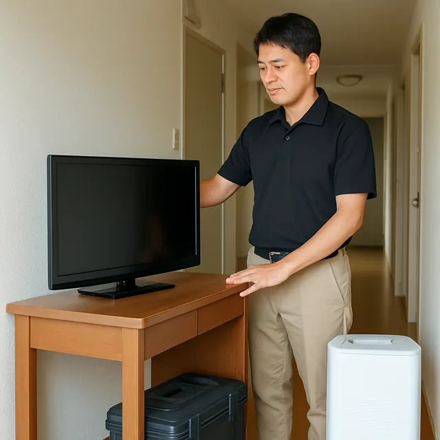 川口市でデスク・液晶テレビ・除湿機を確認する出張買取＋家片付けの事例イメージ