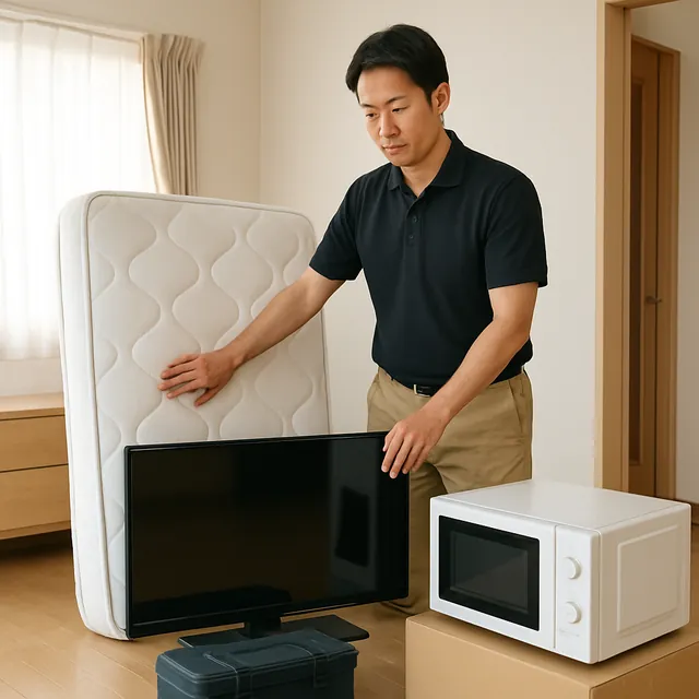 川口市でマットレス・有機ELテレビ・オーブンレンジを確認する出張買取＋遺品整理の事例イメージ