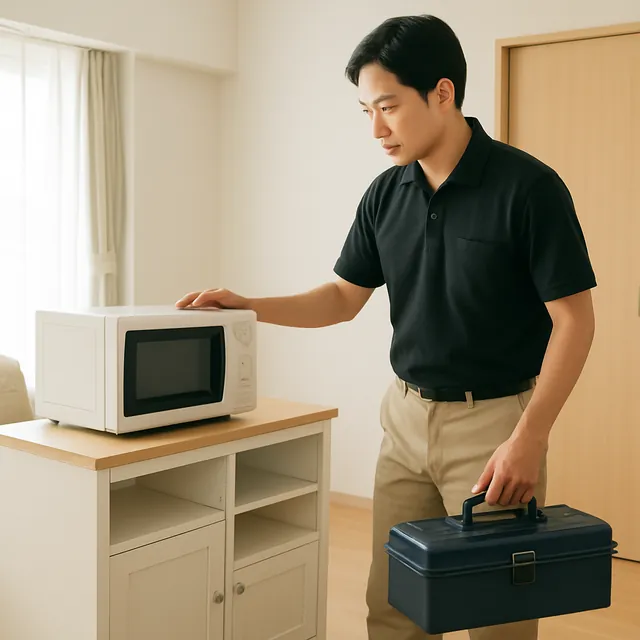 川口市でレンジ台・電子レンジ・工具箱を確認する出張買取＋引越しの事例イメージ