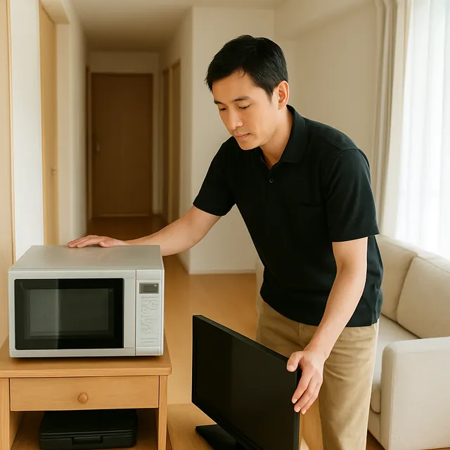 川口市でレンジ台・モニター・レコードを確認する出張買取＋不用品回収の事例イメージ
