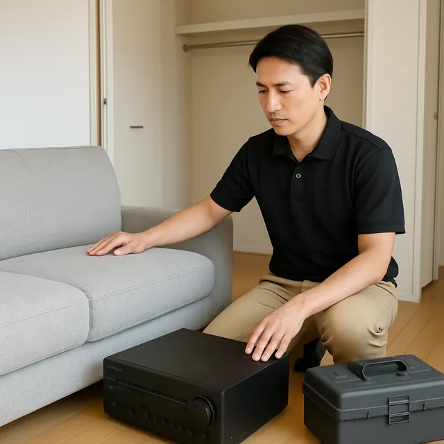 川口市で3人掛けソファ・アンプ・電動工具を確認する出張買取＋不用品回収の事例イメージ
