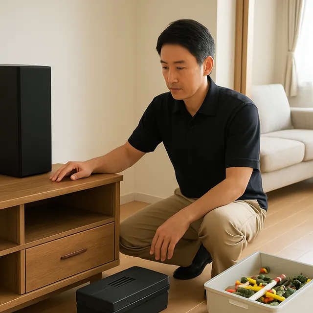 川口市でテレビボード・スピーカー・ホビー用品を確認する出張買取＋不用品回収の事例イメージ