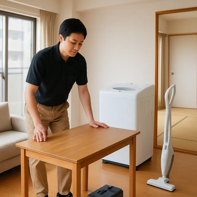 川崎市でダイニングテーブル・縦型洗濯機・掃除機を確認する出張買取の事例イメージ