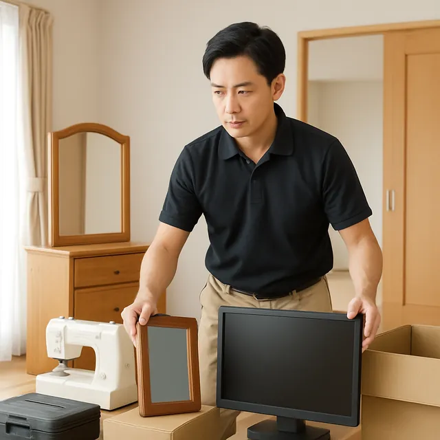 川崎市でドレッサー・モニター・ミシンを確認する出張買取＋引越しの事例イメージ