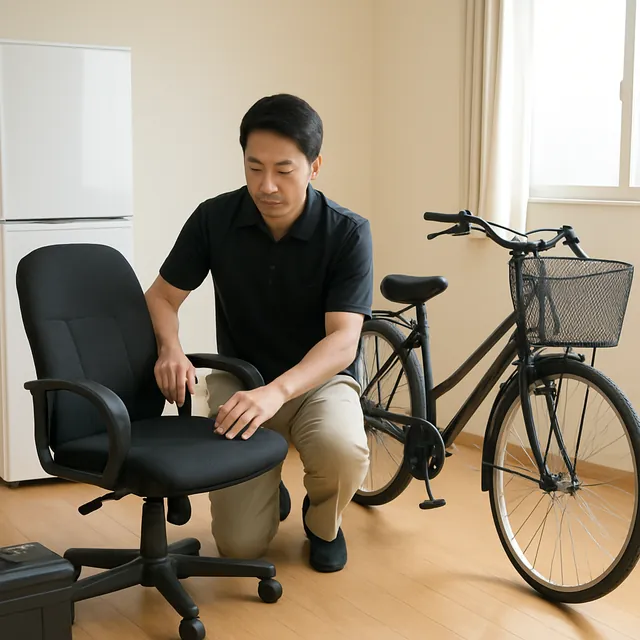 木更津市でデスク・リクライニングチェア・自転車を確認する出張買取の事例イメージ