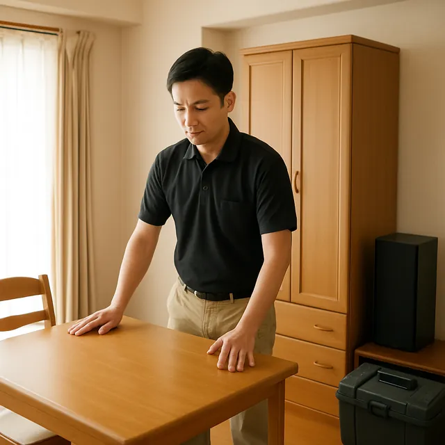 木更津市でダイニングテーブル・洋服タンス・スピーカーを確認する出張買取の事例イメージ