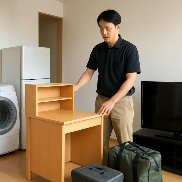 木更津市で学習机・液晶テレビ・アウトドア用品を確認する出張買取＋家片付けの事例イメージ