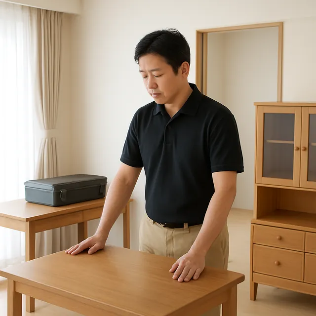木更津市でダイニングテーブル・食器棚・デスクを確認する出張買取＋遺品整理の事例イメージ