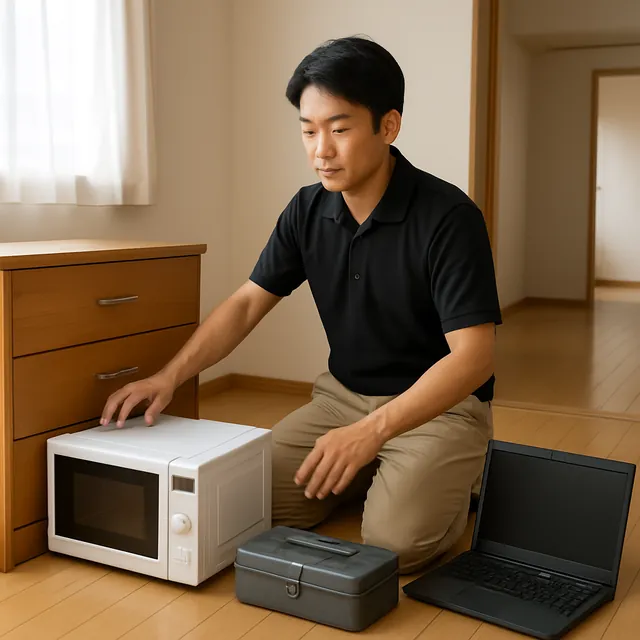 木更津市でチェスト・オーブンレンジ・パソコンを確認する出張買取＋引越しの事例イメージ