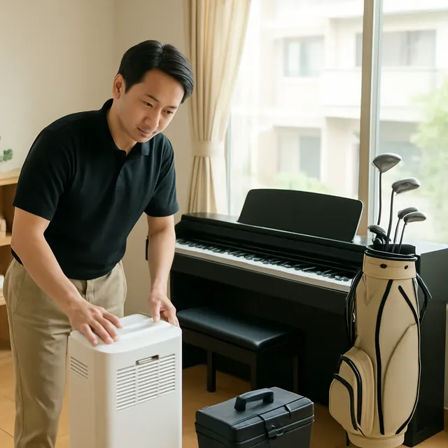 木更津市で空気清浄機・電子ピアノ・ゴルフ用品を確認する出張買取＋引越しの事例イメージ