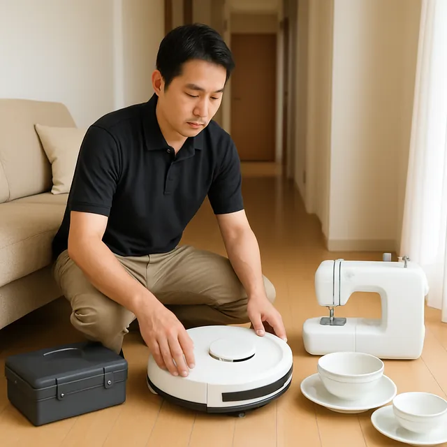 木更津市でロボット掃除機・ミシン・食器セットを確認する出張買取＋不用品回収の事例イメージ