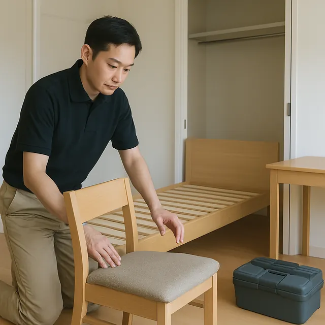 木更津市でダイニングチェア・ベッドフレーム・デスクを確認する出張買取＋不用品回収の事例イメージ