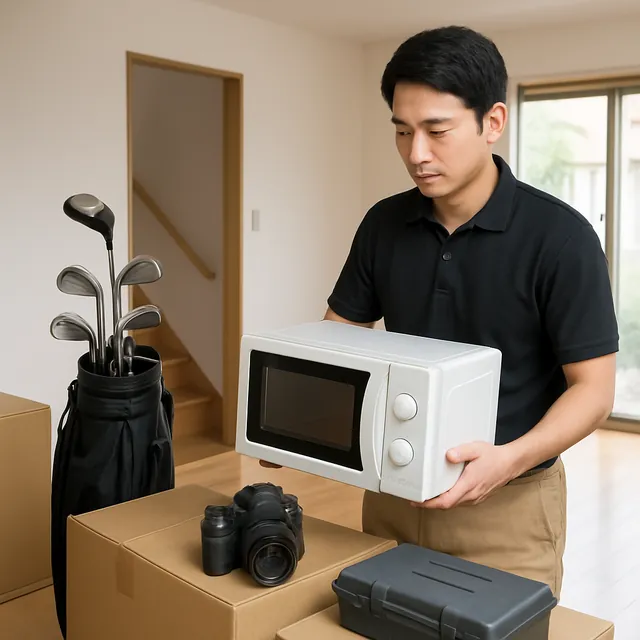 木更津市でオーブンレンジ・ゴルフ用品・カメラを確認する出張買取＋不用品回収の事例イメージ